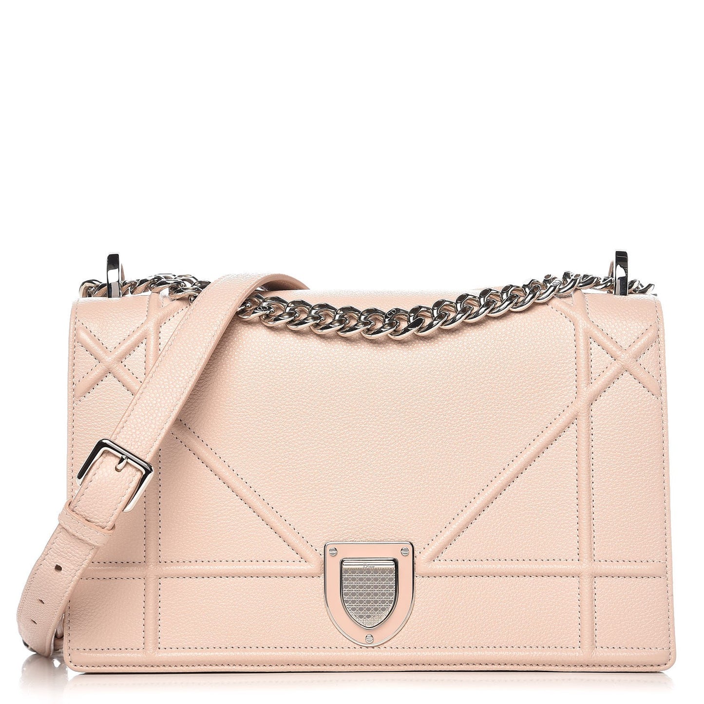 Grained Calfskin Medium Diorama Flap Bag Nude