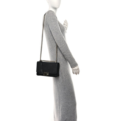 Prada Saffiano Lux Lock Flap Chain Shoulder Bag Black 3 of 10