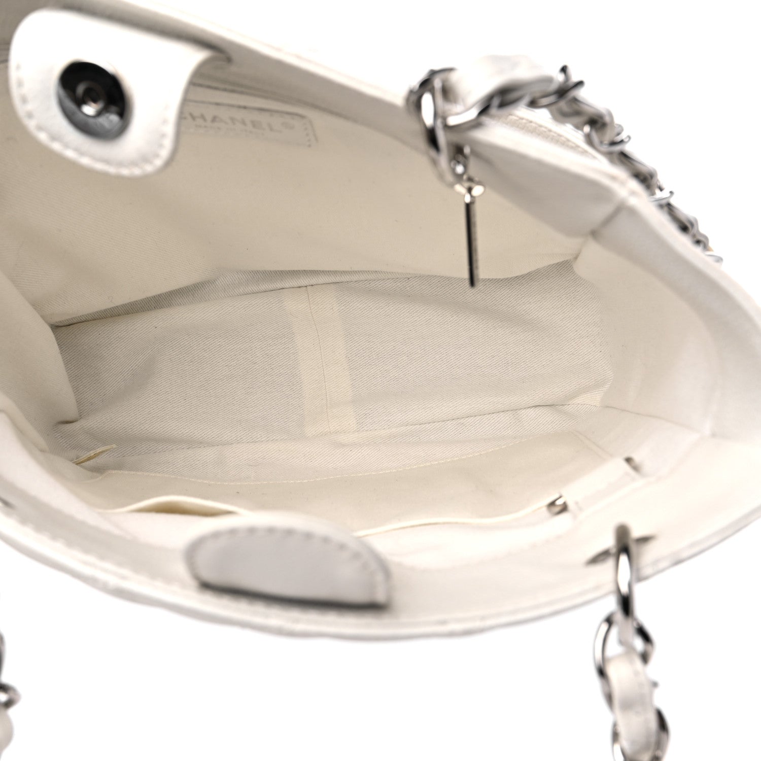 Chanel Caviar Quilted Petit Shopping Tote PST White 5 of 9