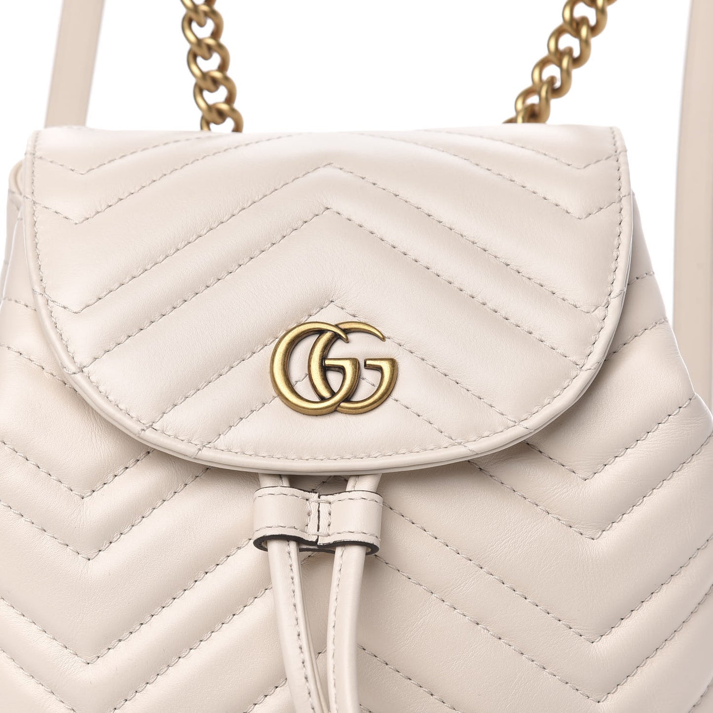 Calfskin Matelasse GG Marmont Flap Backpack White