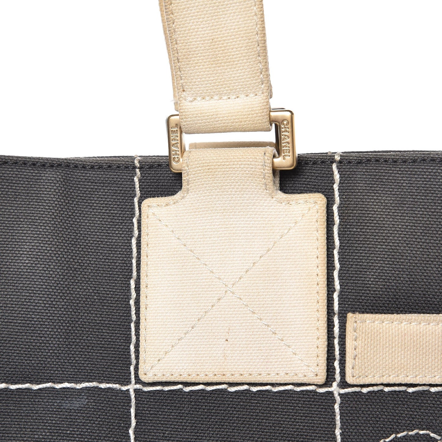 Canvas Square Stitched CC Tote Bag Black