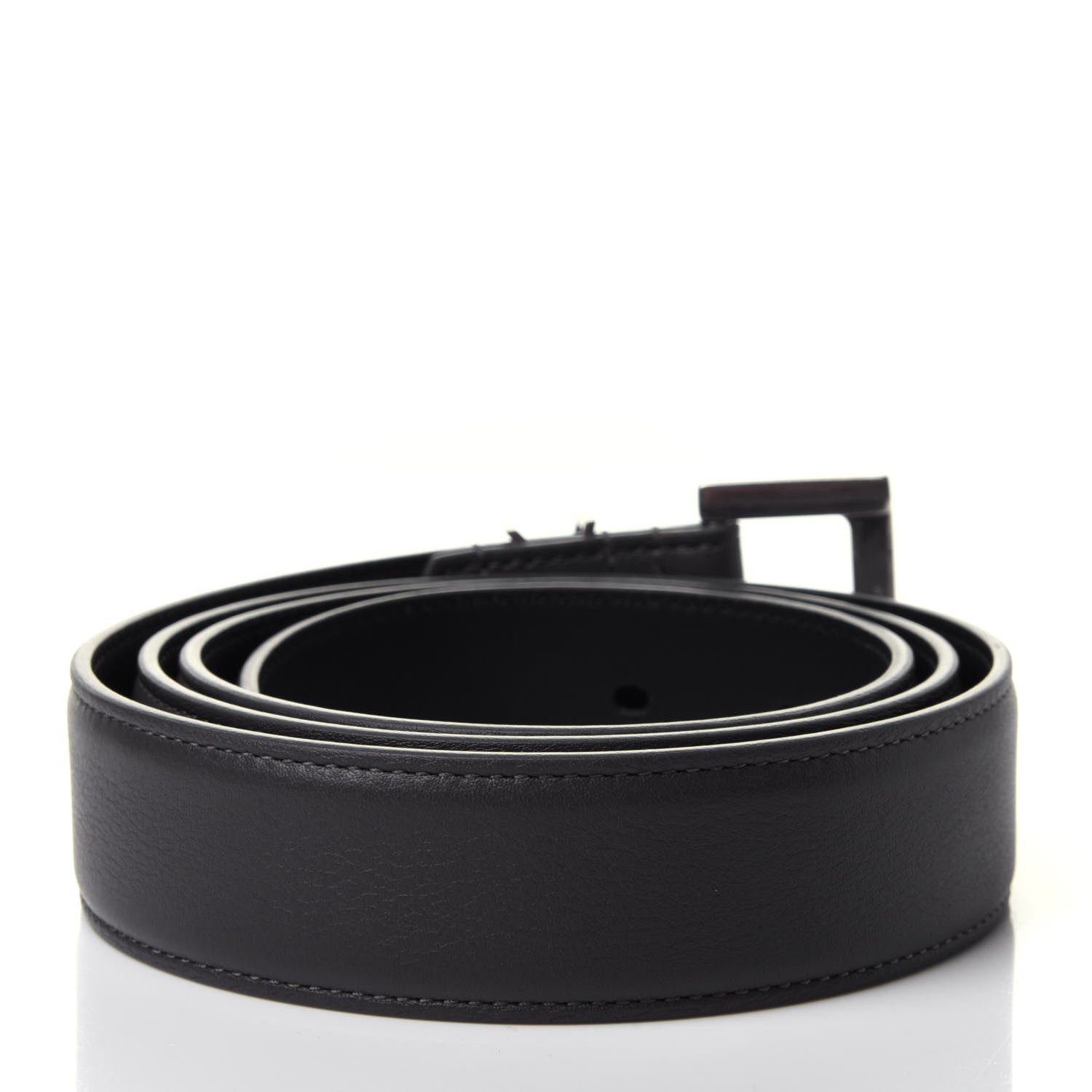 Saint Laurent Smooth Calfskin Monogram Square Buckle Belt 90 Storm 2 of 4