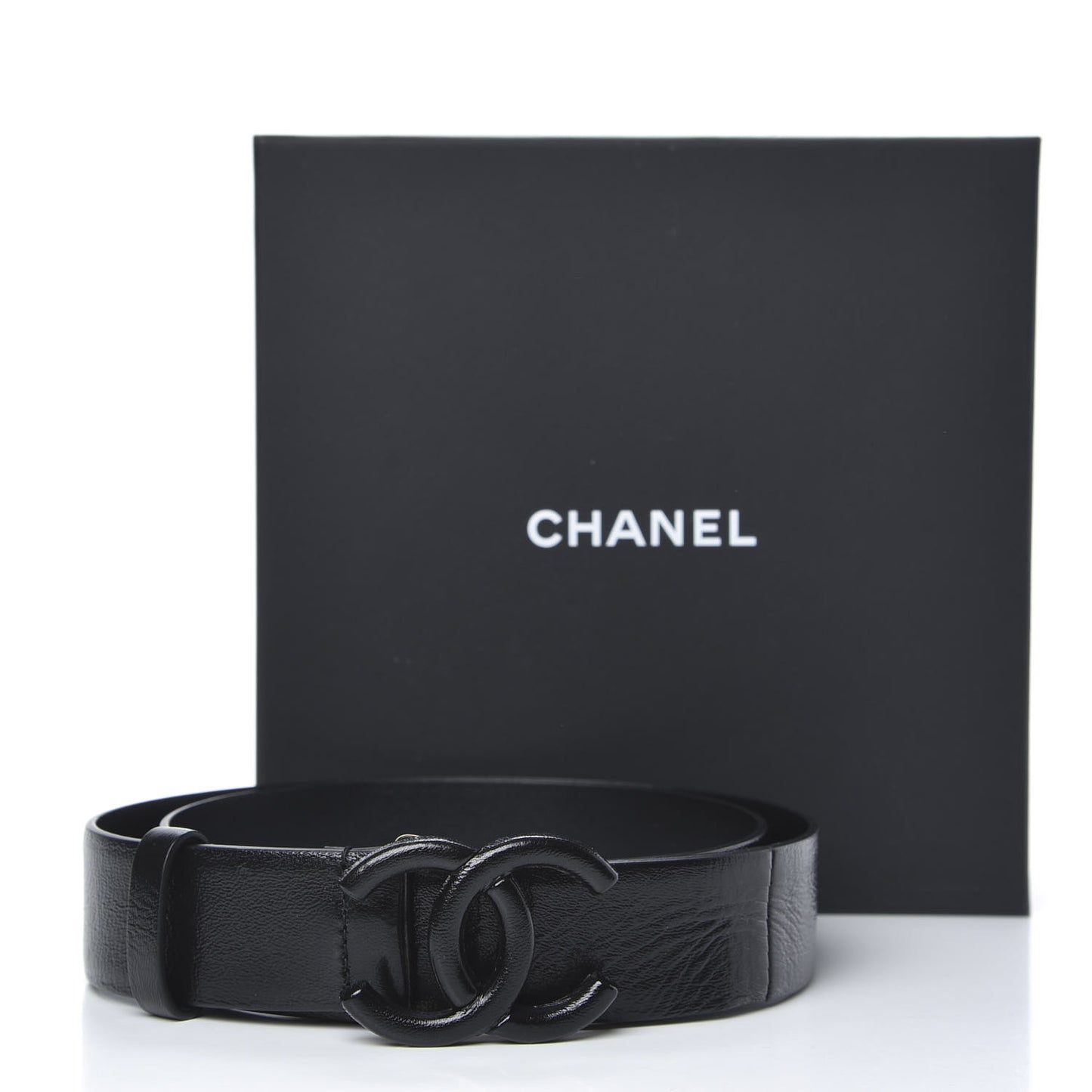 Glazed Lambskin CC Belt 80 32 Black