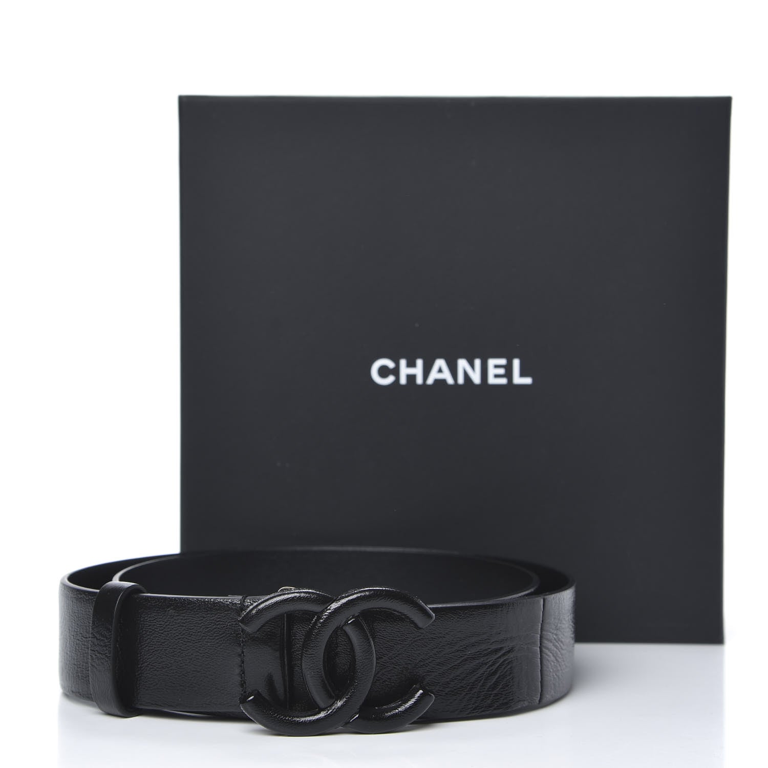 Chanel Glazed Lambskin CC Belt 80 32 Black 5 of 5