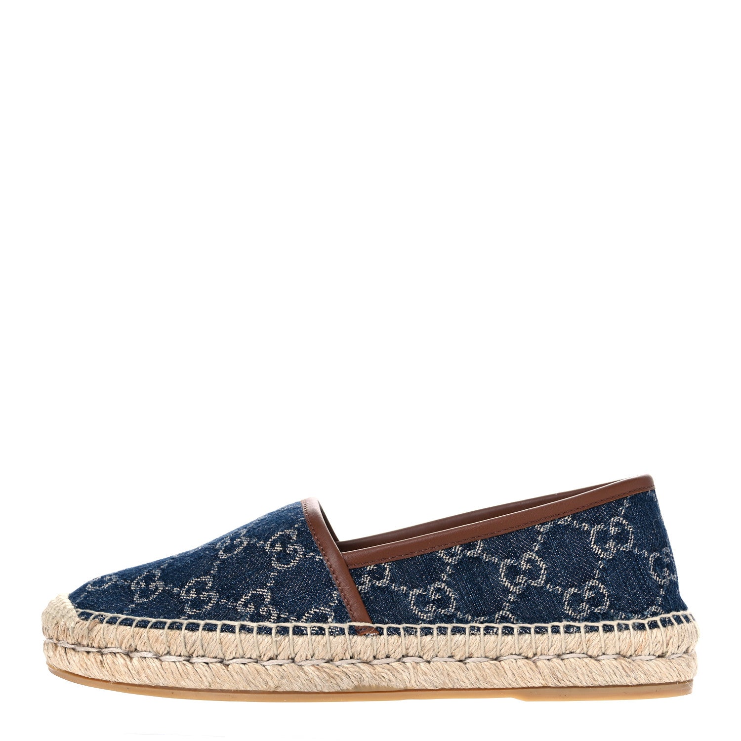 Gucci Denim GG Monogram Espadrilles 37 Blue Tea Cuir 1 of 13