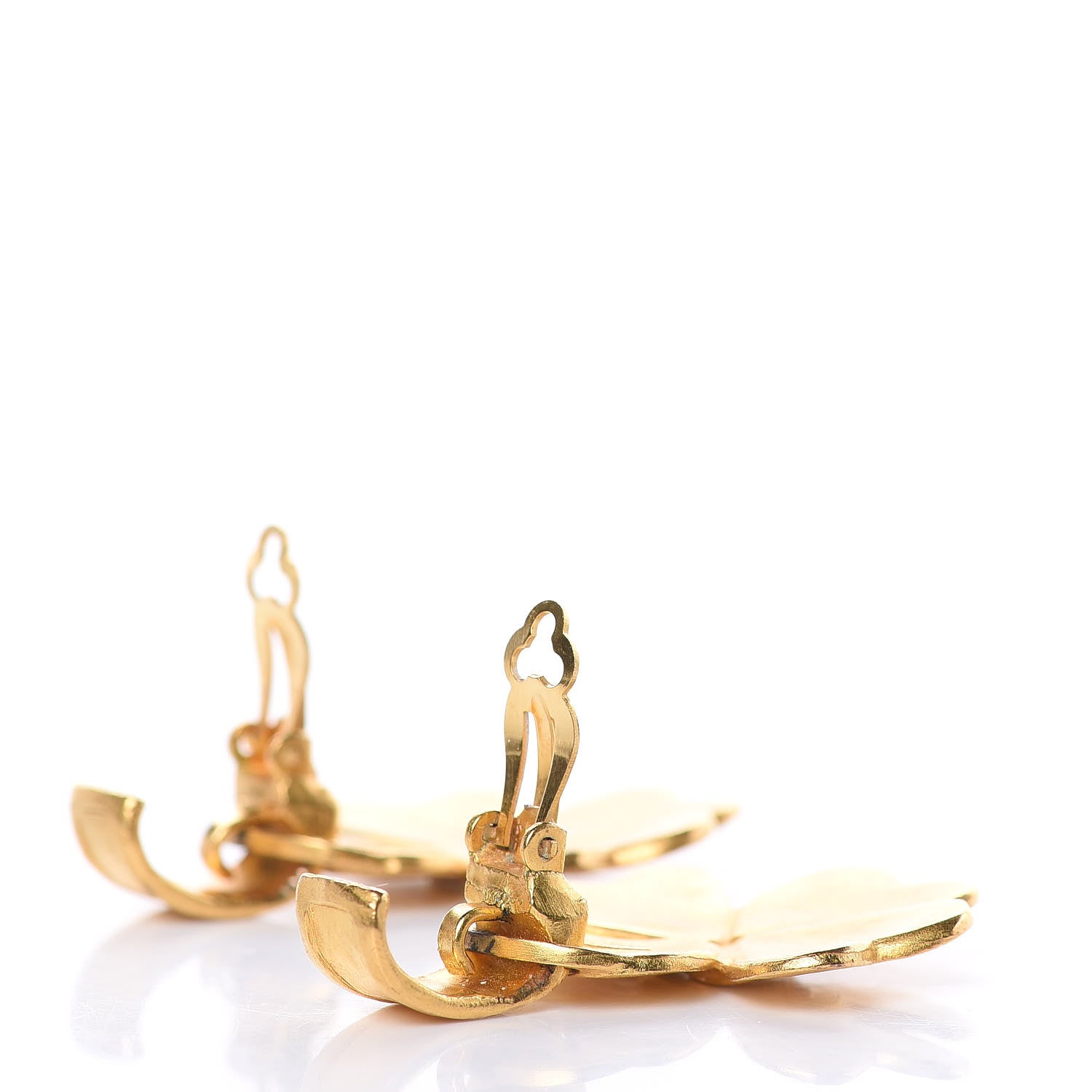 Chanel CC Clover Clip On Earrings Gold 3 of 4