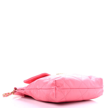 Chanel Shiny Calfskin Quilted Chanel 22 Drawstring Bag Coral Pink 5 of 12