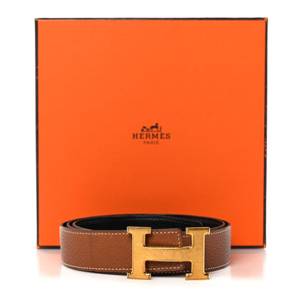 Hermes Box Togo 32mm H Belt 90 Black Gold 13 of 13