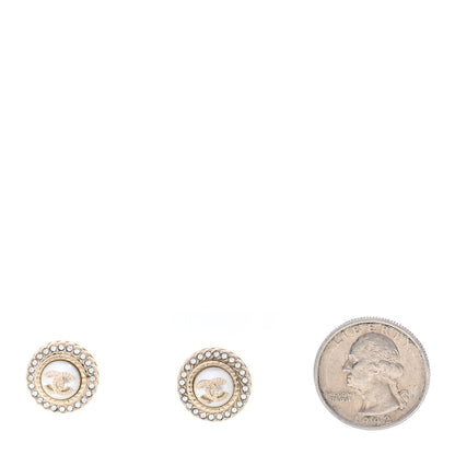 Chanel Pearl Crystal CC Round Earrings Gold 2 of 4