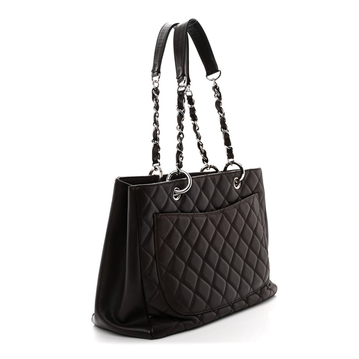 Caviar Quilted Grand Shopping Tote GST Dark Brown