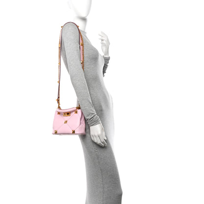 Valentino Garavani Nappa Mini Roman Stud The Handle Bag Pink Borealis 2 of 9