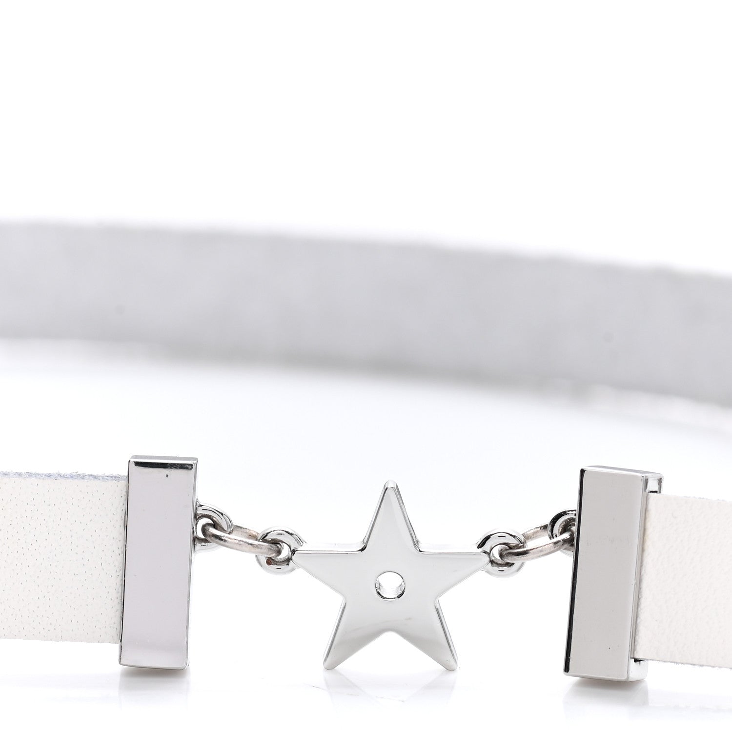 Christian Dior Calfskin Star Dior Logo Choker Necklace White 5 of 5