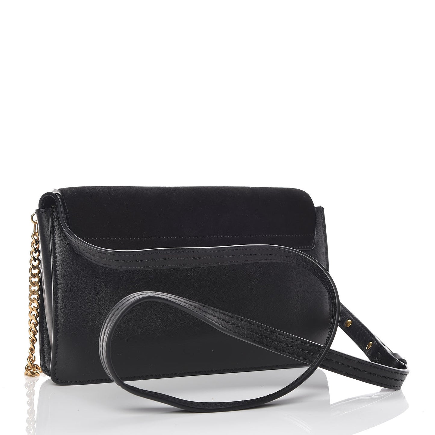 Suede Calfskin Studded Small Faye Shoulder Bag Black