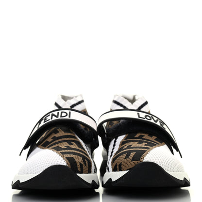 Fendi Stretch Yarn FF Stiff Band Rockoko Sneakers 35.5 White Black Tobacco 2 of 4