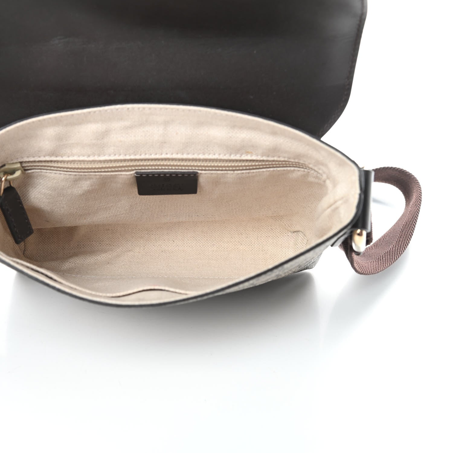 Gucci GG Supreme Monogram Selleria Calfskin Small Satchel Messenger Bag Beige Ebony Cocoa Dark Chocolate 5 of 14