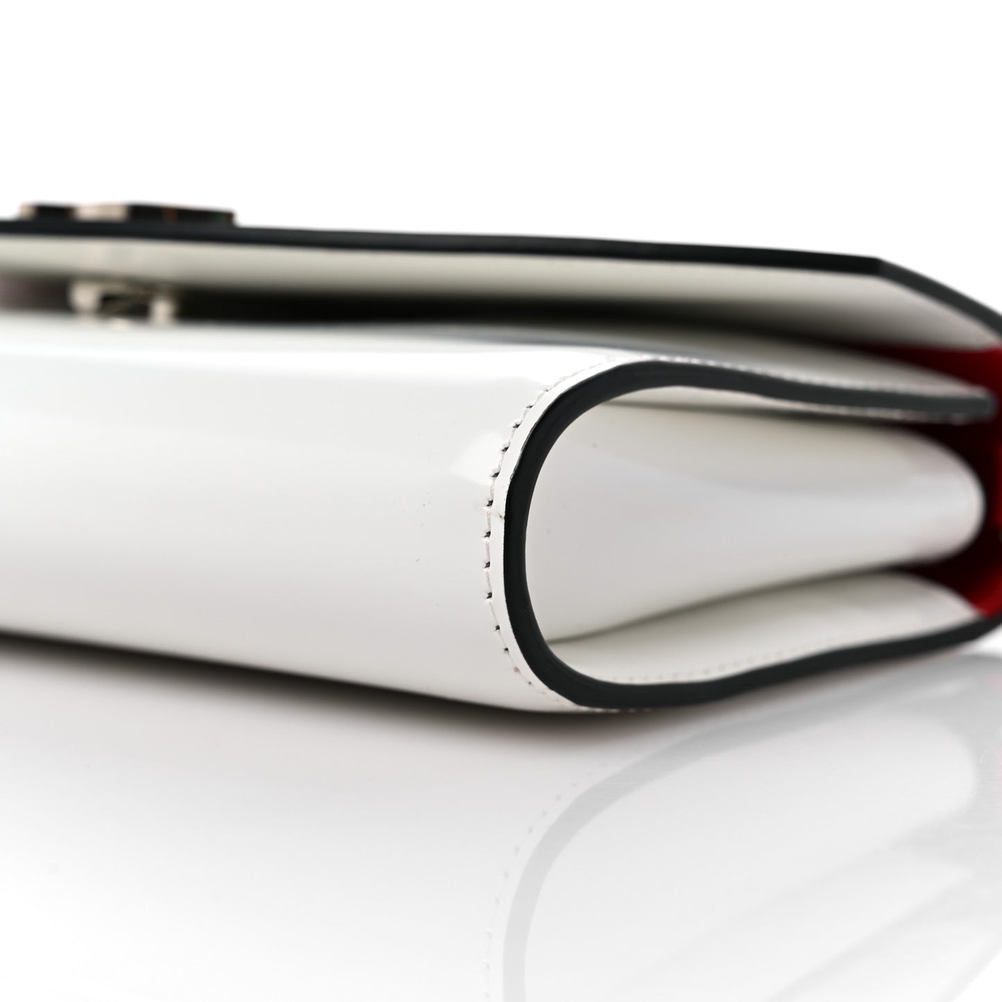 Shiny Calfskin Loubi54 Wallet On Chain White