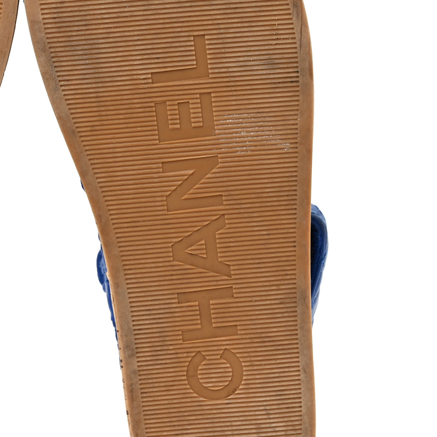 Cord Lambskin Quilted Logo Sandals 38 Blue