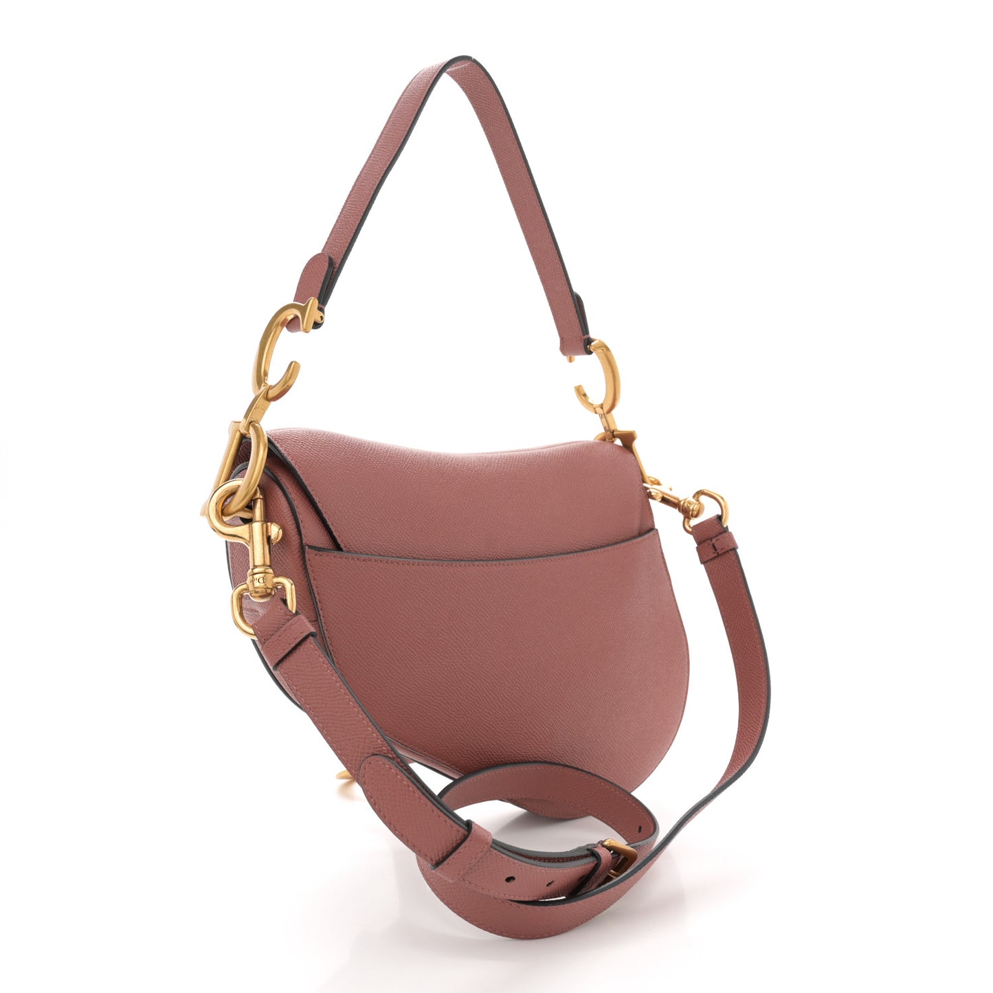 Grained Calfskin Saddle Bag With Strap Rust