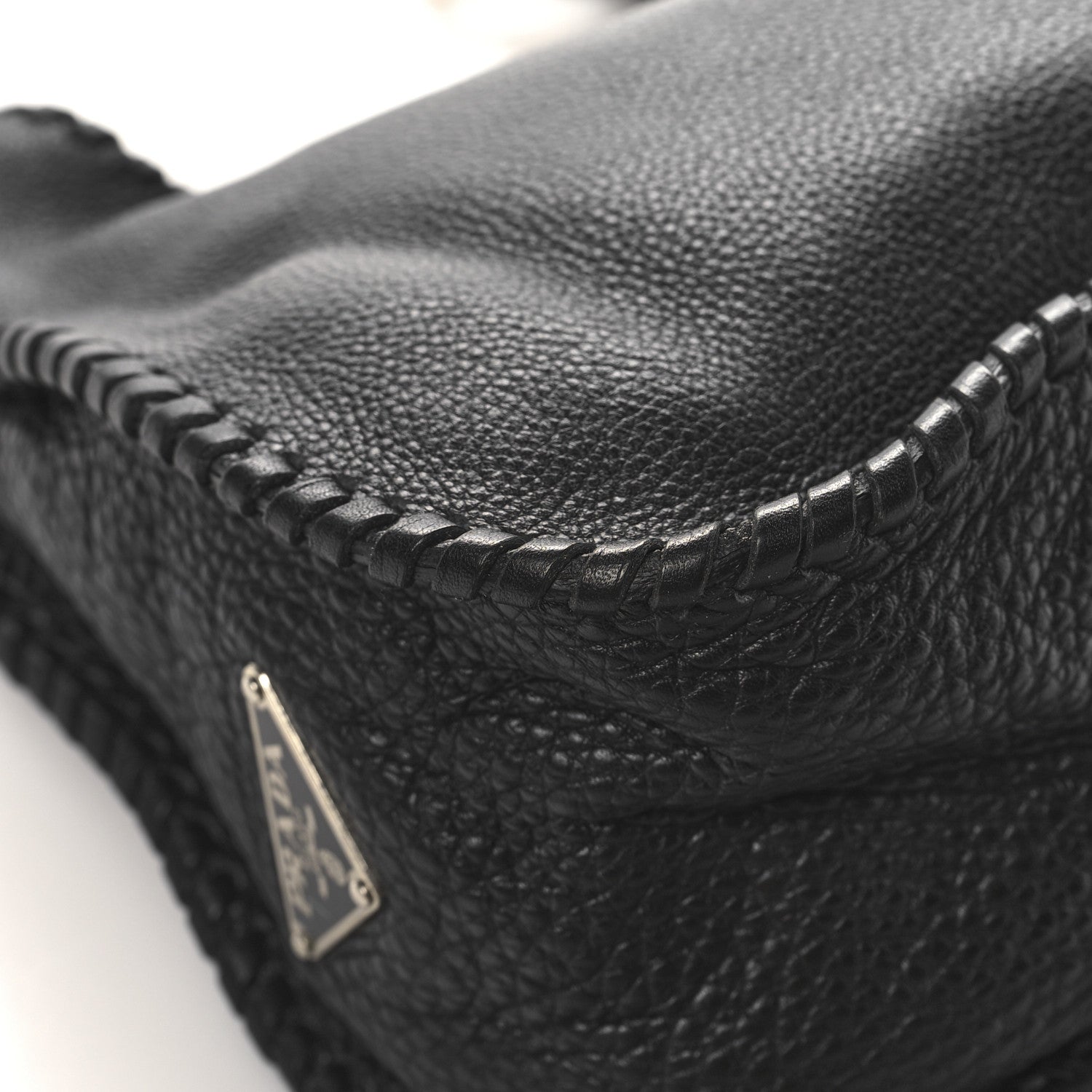 Prada Vitello Daino Chain Braided Hobo Black 8 of 11