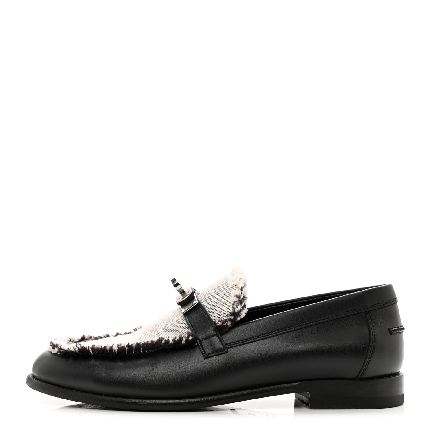 Toile Calfskin Fray Womens Destin Loafer 36.5 Black Prunoir