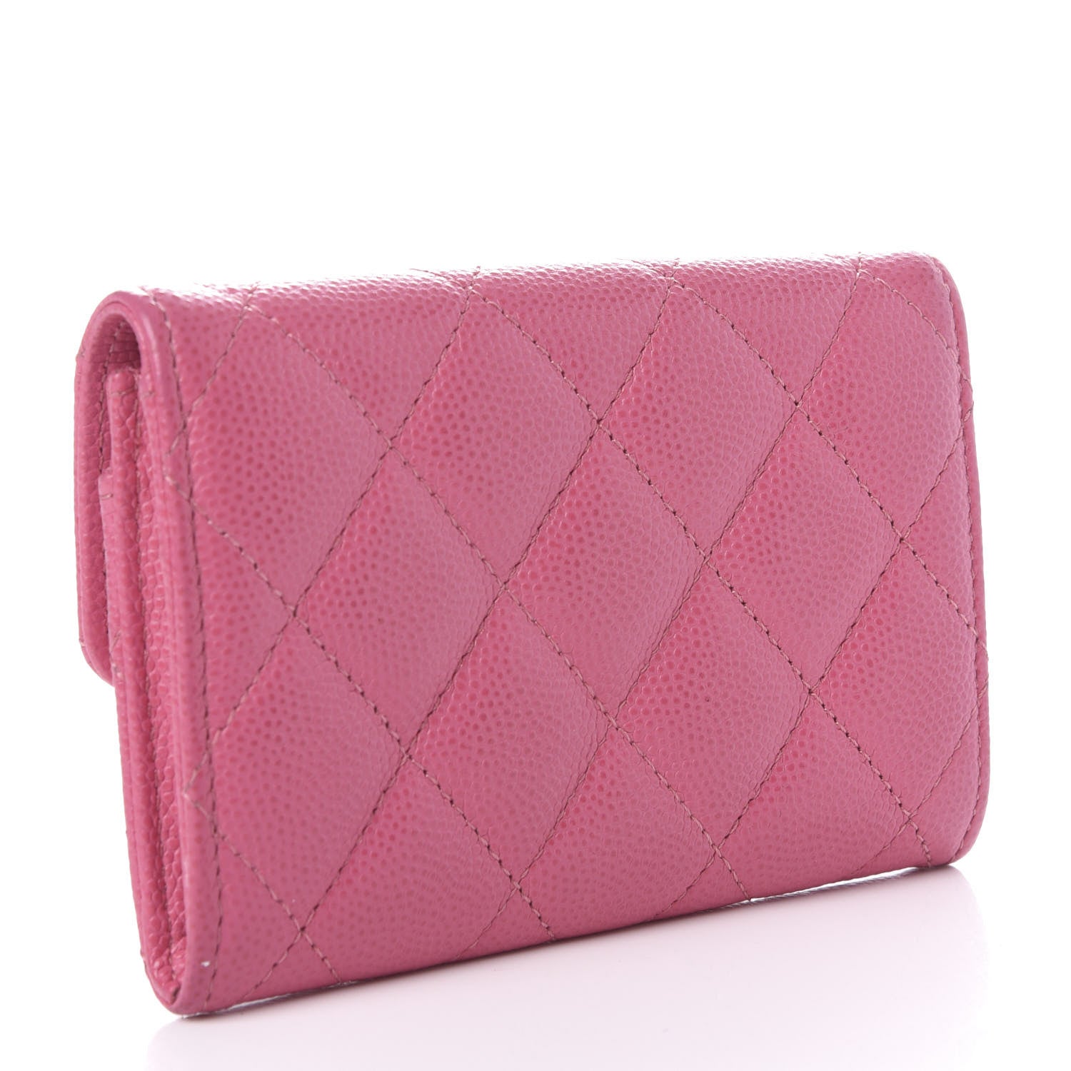 Chanel Caviar Quilted Flap Card Holder Wallet Pink 3 of 9