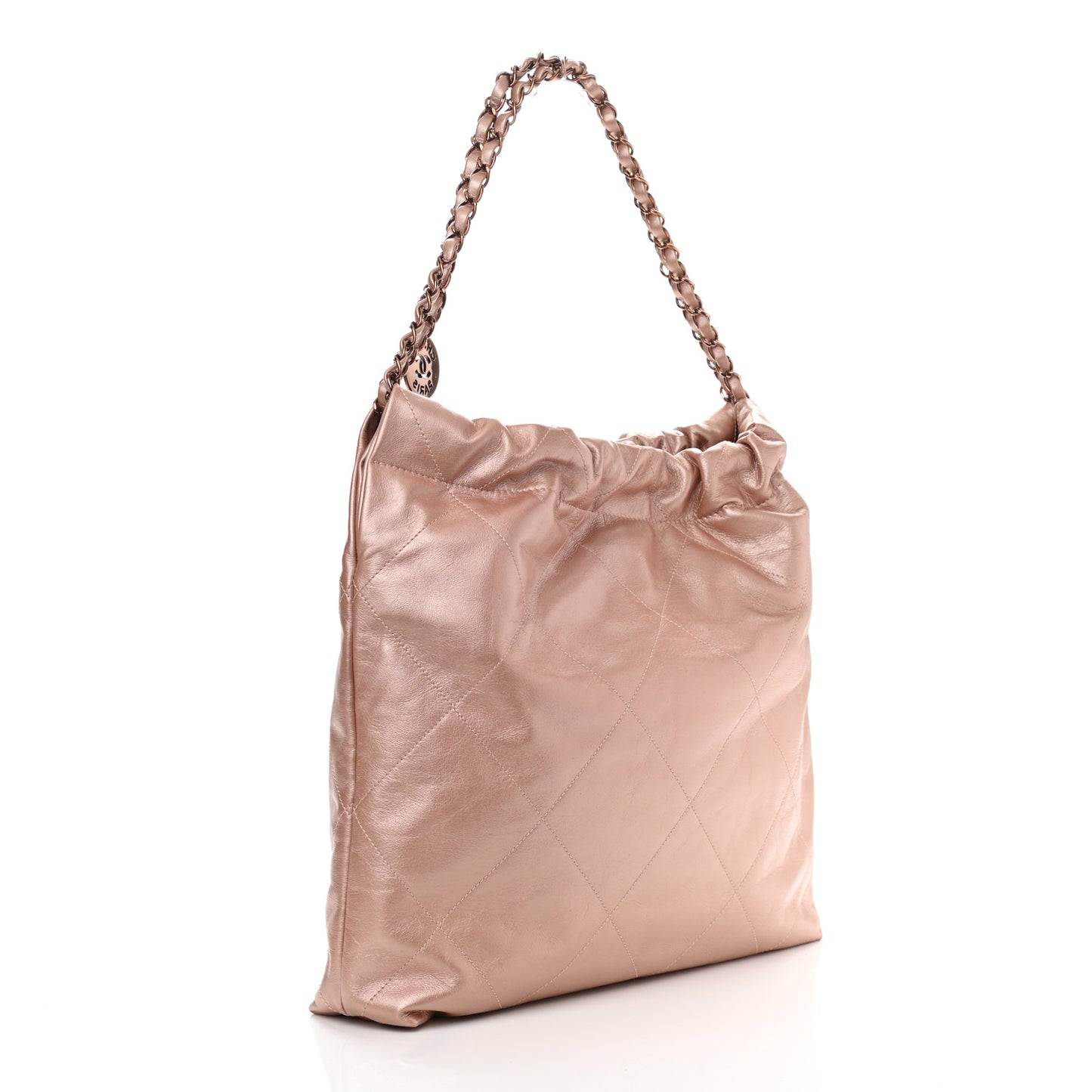 Metallic Calfskin Quilted Chanel 22 Pink