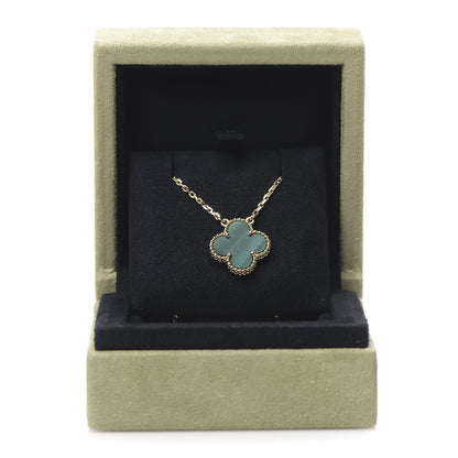 Van Cleef & Arpels 18K Yellow Gold Malachite Vintage Alhambra Pendant Necklace 7 of 7