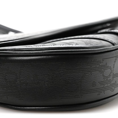 Christian Dior Calfskin Perforated Oblique Galaxy Mens Saddle Bag Black 9 of 11