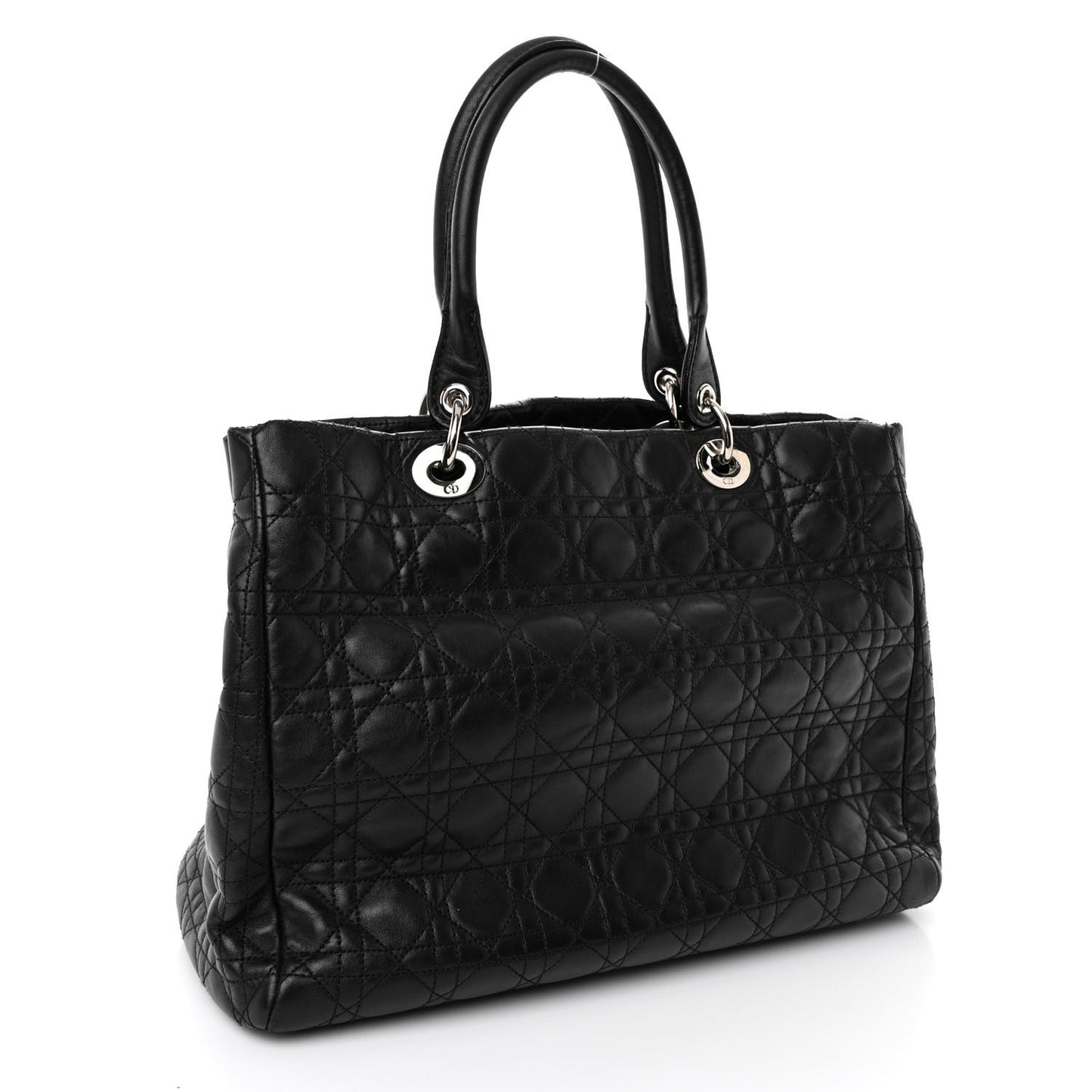 Lambskin Cannage Large Soft Lady Dior Shopping Tote Black