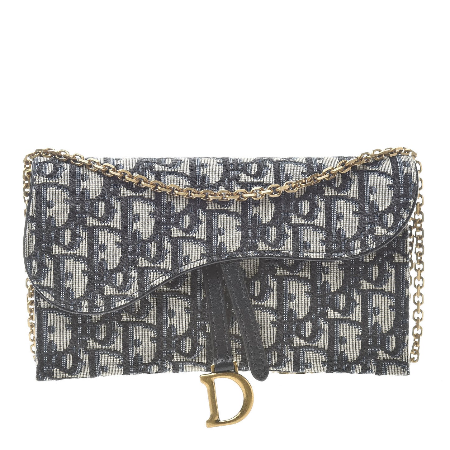 Oblique Saddle Chain Long Wallet Blue