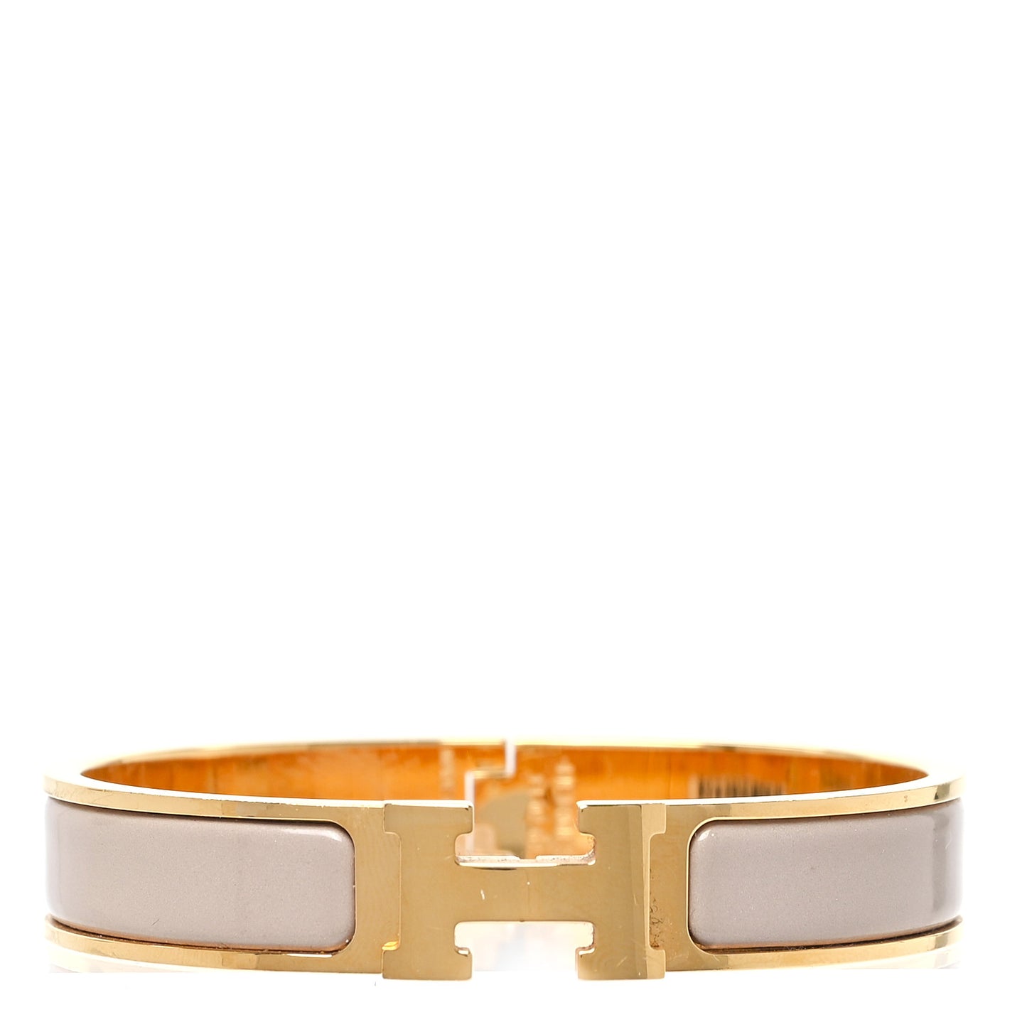 Enamel Narrow Clic Clac H Bracelet PM Marron Glace