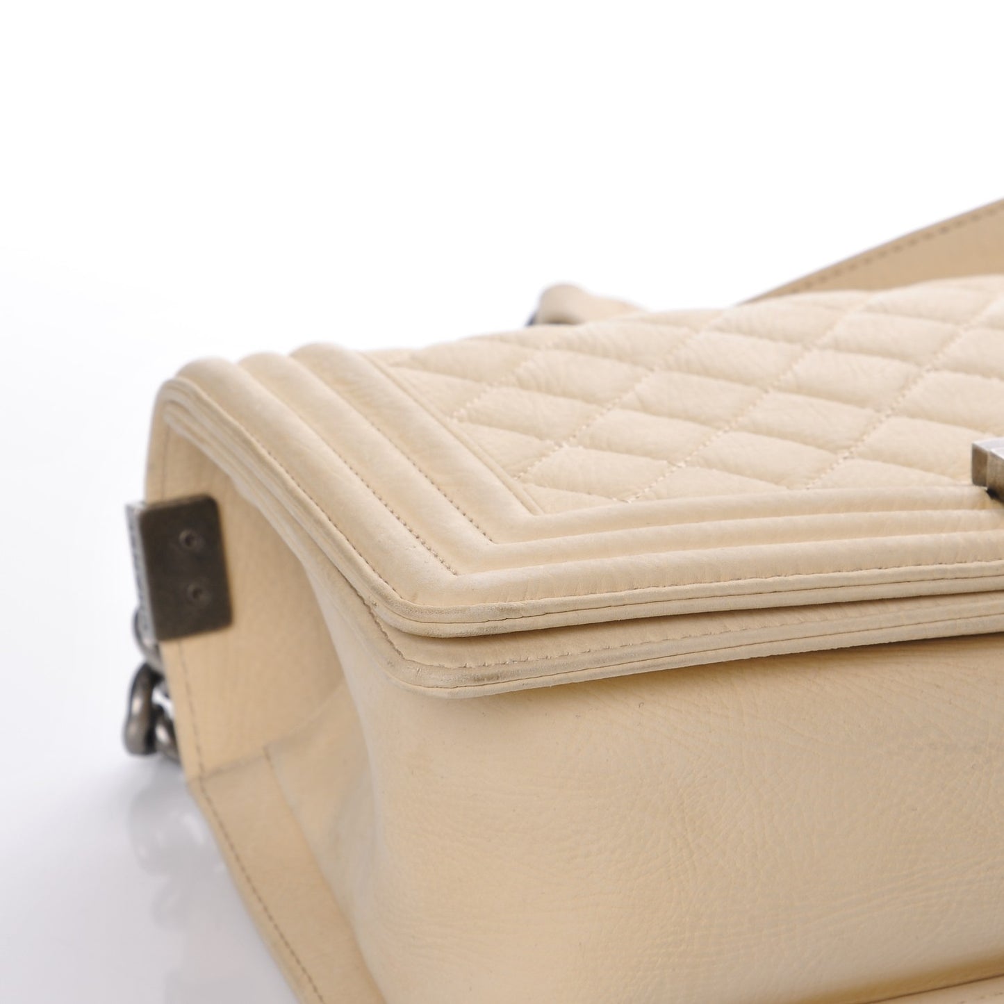 Nubuck Quilted Medium Boy Flap Beige