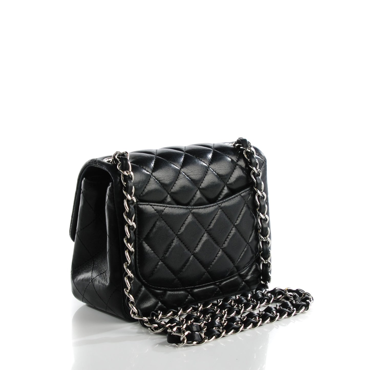 Lambskin Quilted Mini Square Flap Black