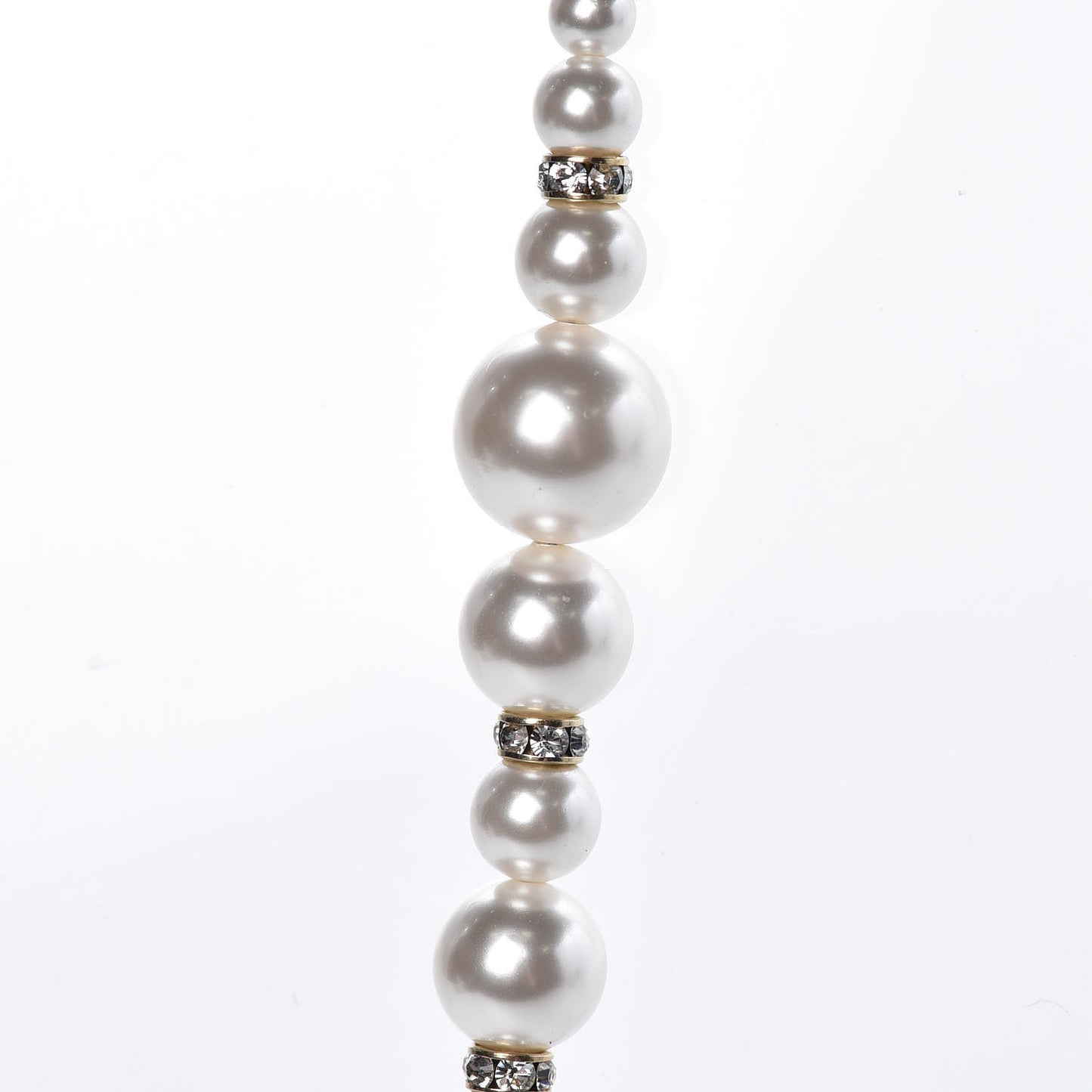 Pearl Baguette Crystal CC Necklace Gold