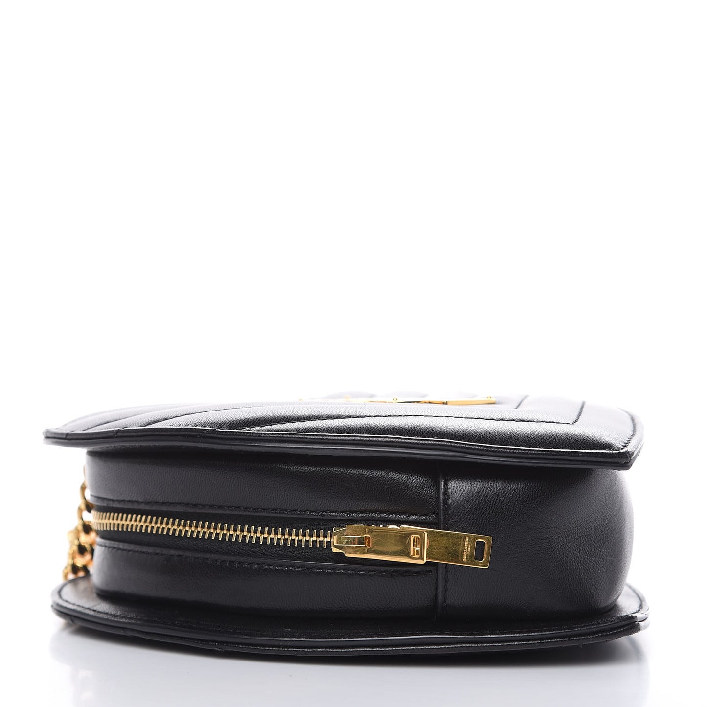 Lambskin Matelasse Chevron Monogram Small Love Heart Chain Bag Black