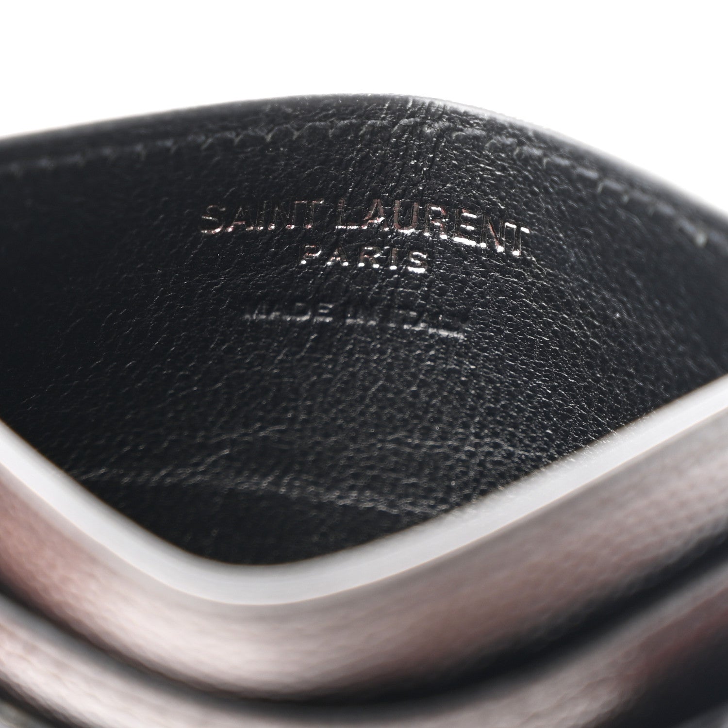 Saint Laurent Grain De Poudre Matelasse Chevron Monochrome Monogram Credit Card Case Black 6 of 7