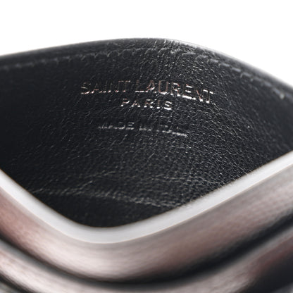 Saint Laurent Grain De Poudre Matelasse Chevron Monochrome Monogram Credit Card Case Black 6 of 7