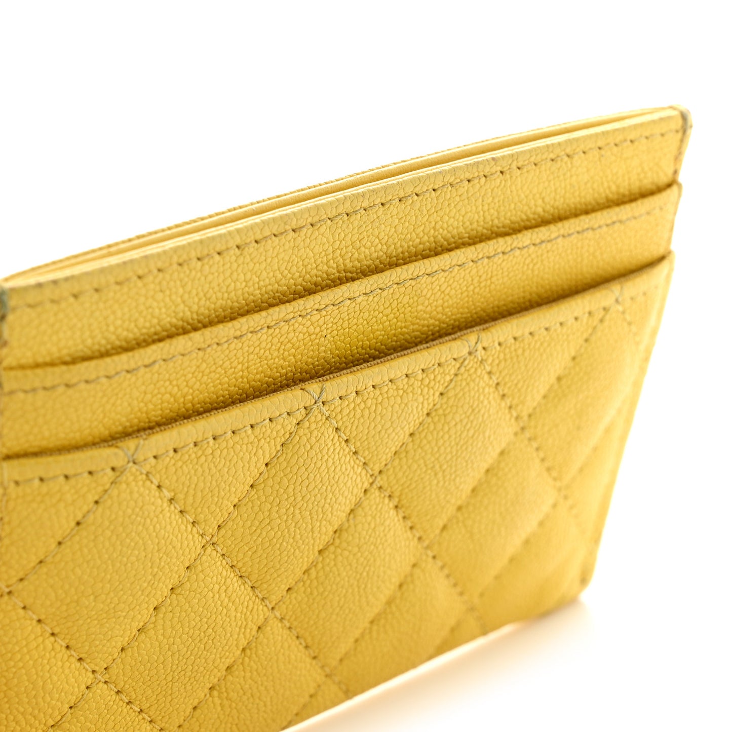 Caviar Quilted Boy Card Holder Yellow