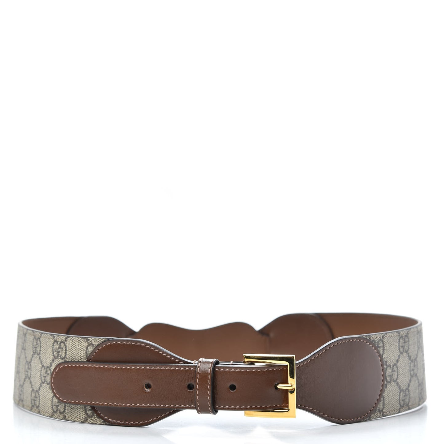 Efesto Leather GG Supreme Monogram Horsebit 50/25mm Belt 90 36 Brown Sugar Beige Ebony