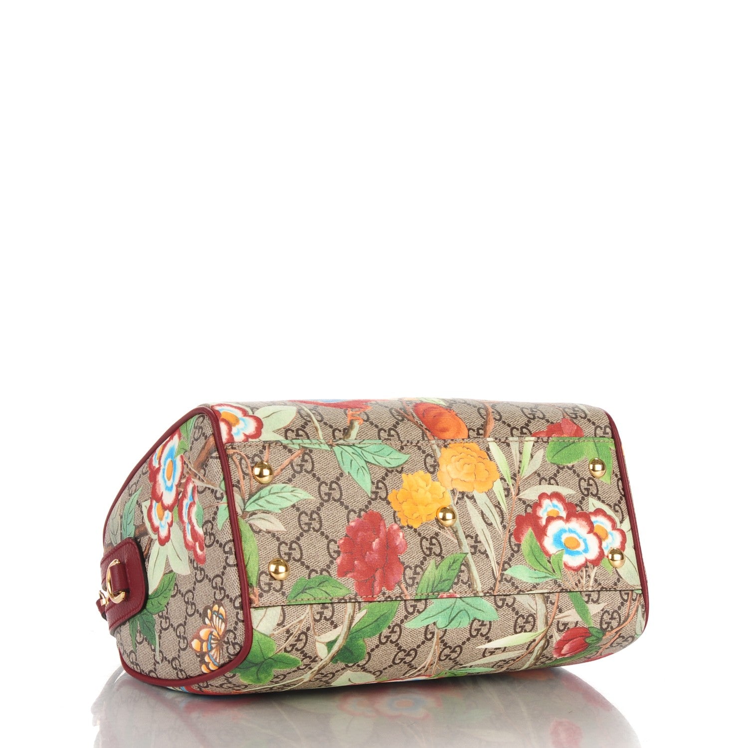 Gucci GG Supreme Monogram Tian Small Boston Beige Multicolor Red 4 of 7