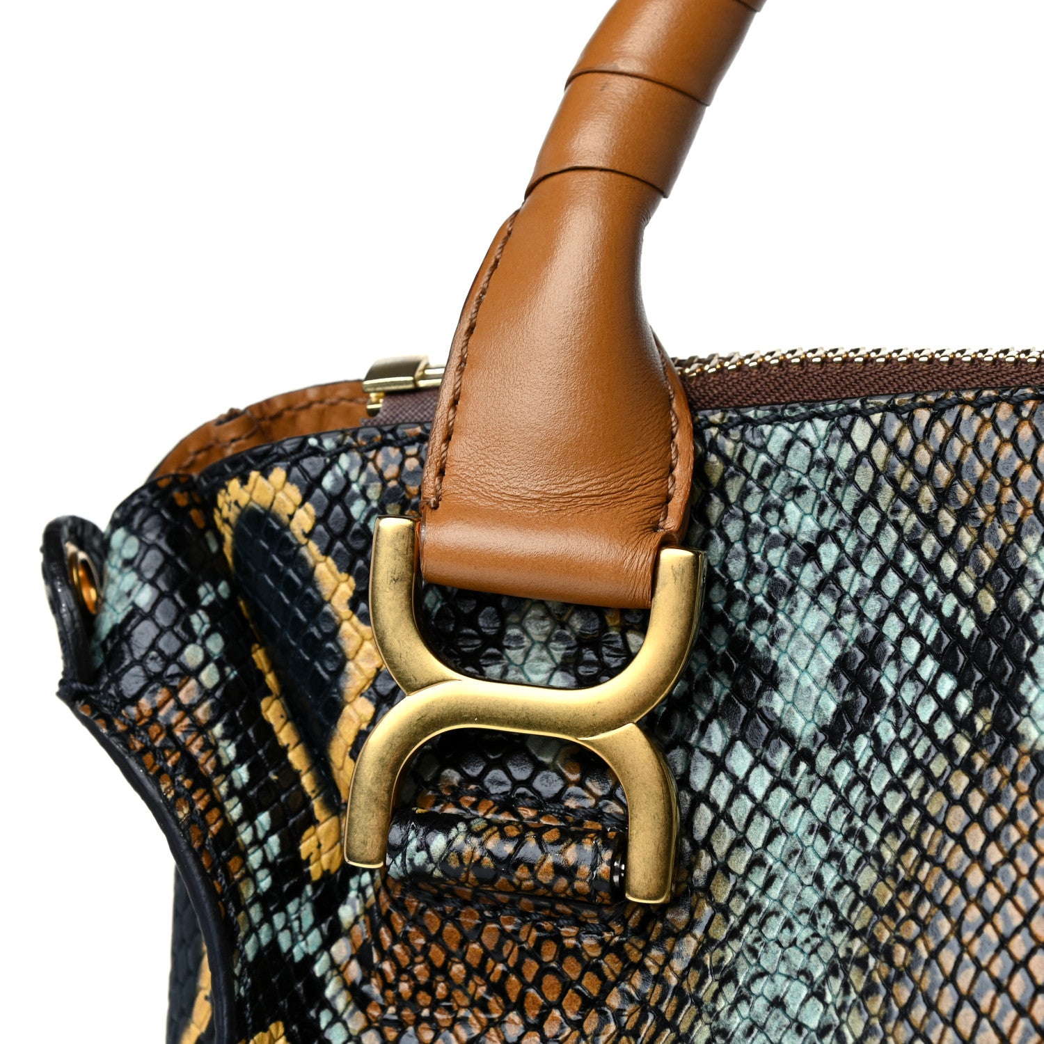 Chloe Snakeskin Calfskin Embossed Medium Marcie Satchel Multicolor 11 of 14