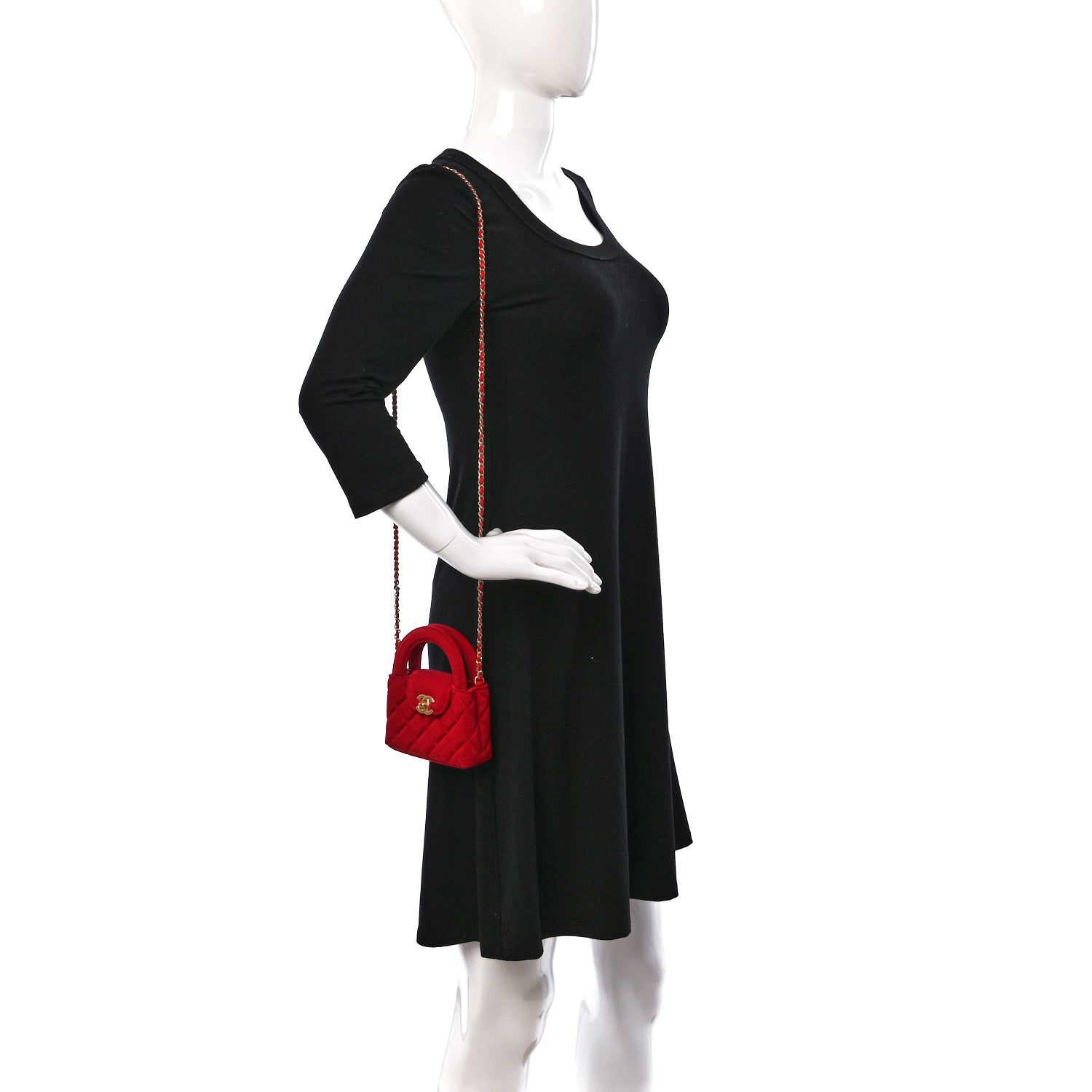 Chanel Jersey Quilted Mini Nano Kelly Shopper Red 2 of 10