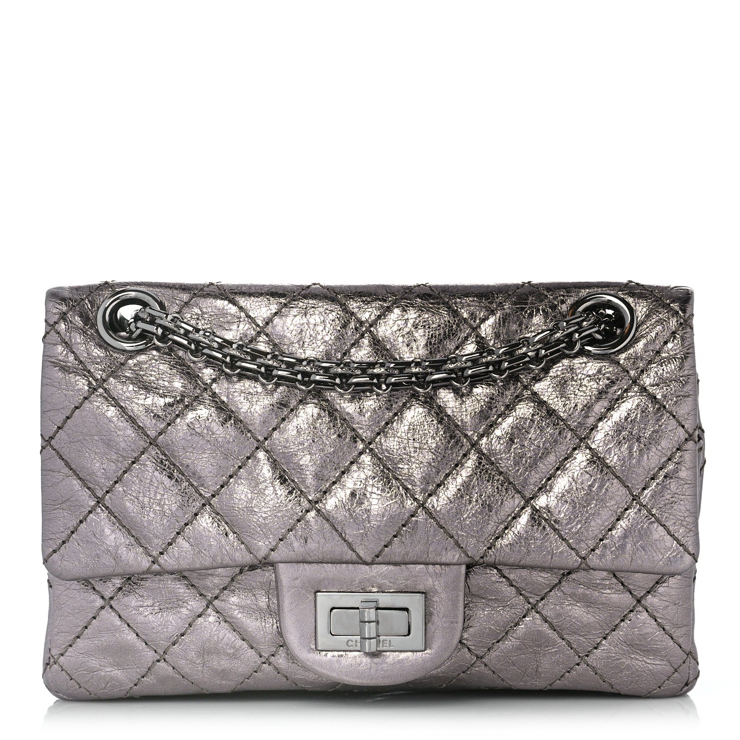 Chanel Metallic Aged Calfskin Quilted 2.55 Reissue 224 Flap Silver 1 of 10