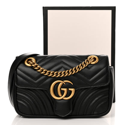 Gucci Calfskin Matelasse Mini GG Marmont Shoulder Bag Black 13 of 13