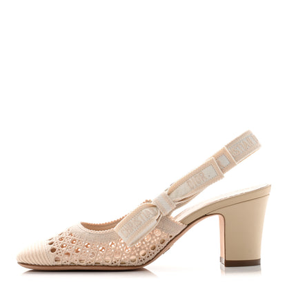 Christian Dior Cotton Lambskin Mesh Cannage Dior & Moi Slingback 70mm Pumps 36 Cream 1 of 10