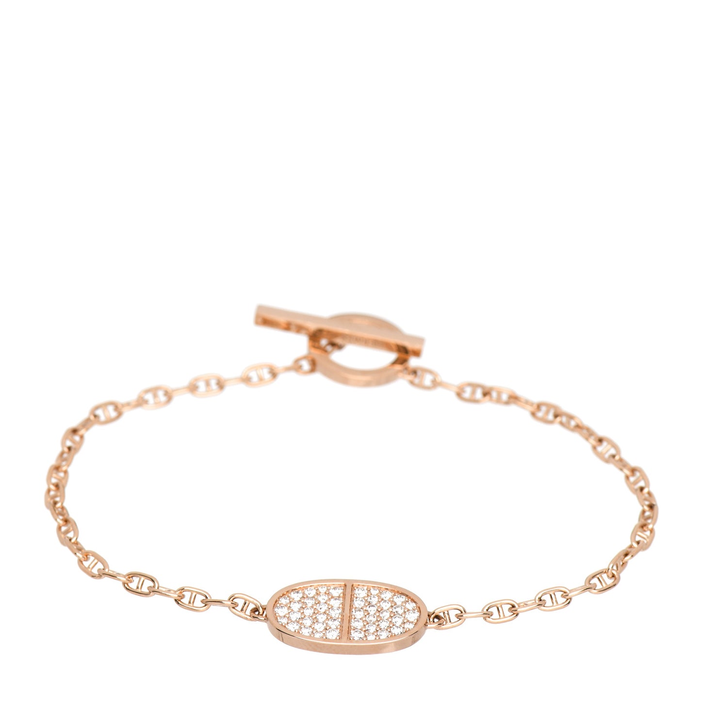 18K Rose Gold Diamond Chaine d'Ancre Verso Bracelet SH