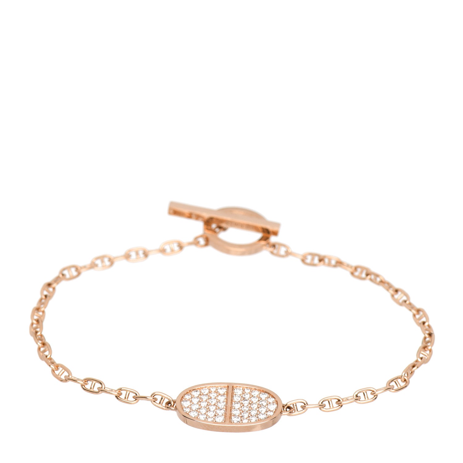 Hermes 18K Rose Gold Diamond Chaine d'Ancre Verso Bracelet SH 1 of 6