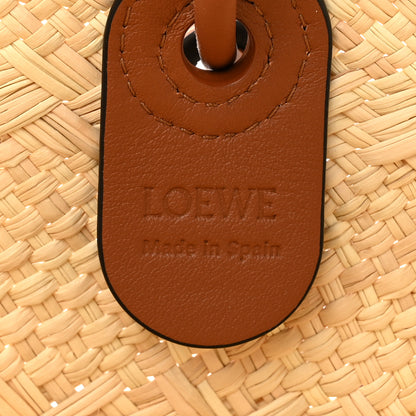 Loewe Calfskin Raffia Paulas Ibiza Medium Anagram Basket Tote Bag Natural Tan 6 of 10