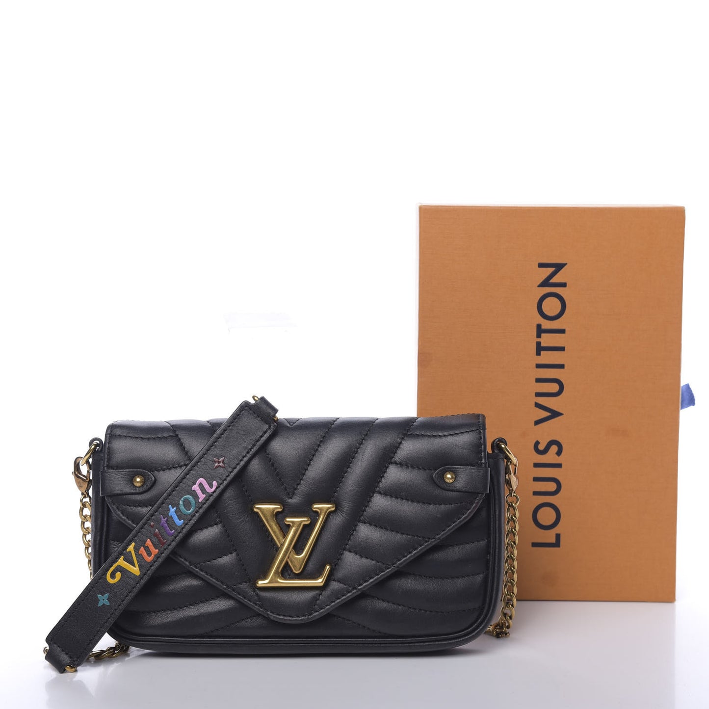Calfskin New Wave Chain Pochette Black