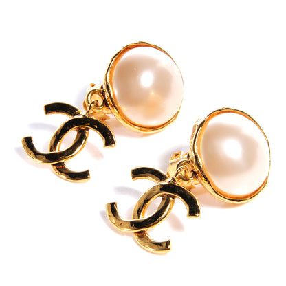 Chanel Gold And Pearl CC Drop Clip On Earrings 1 of 5